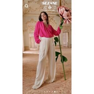 Sézane Abelia Faux Wrap Blouse Magenta Pink Size 38 US 6 EUC